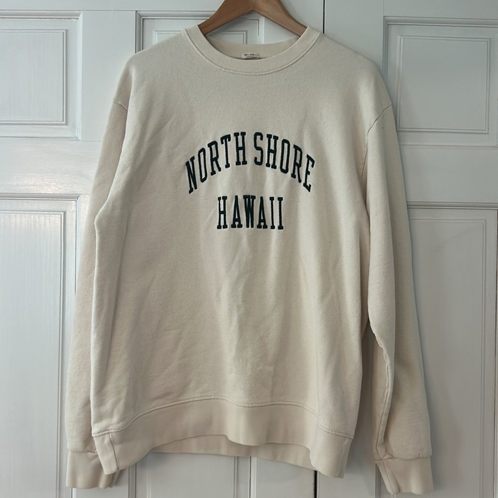 John Galt Brandy Melville sweatshirt, cream colored w/green. One size fits all